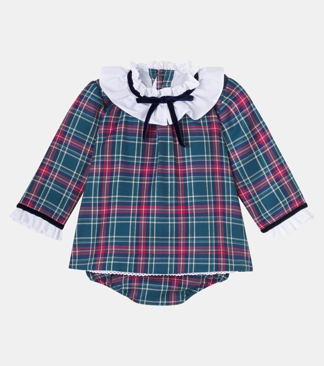 Baby Flora cotton-blend dress and bloomers set | La Coqueta