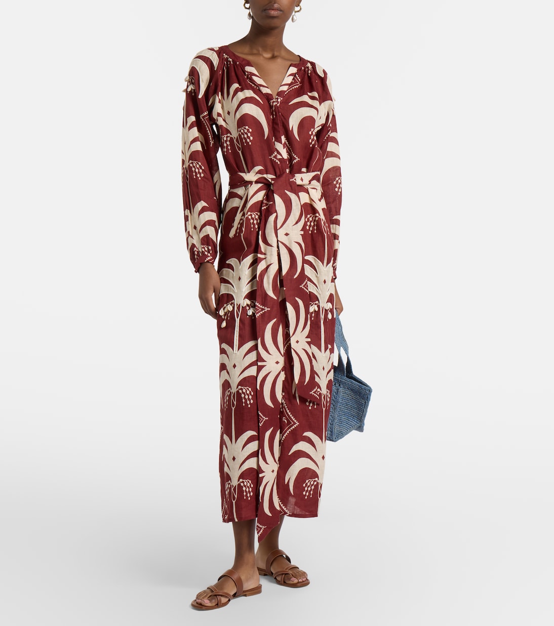 Abito lungo in lino con stampa | Johanna Ortiz
