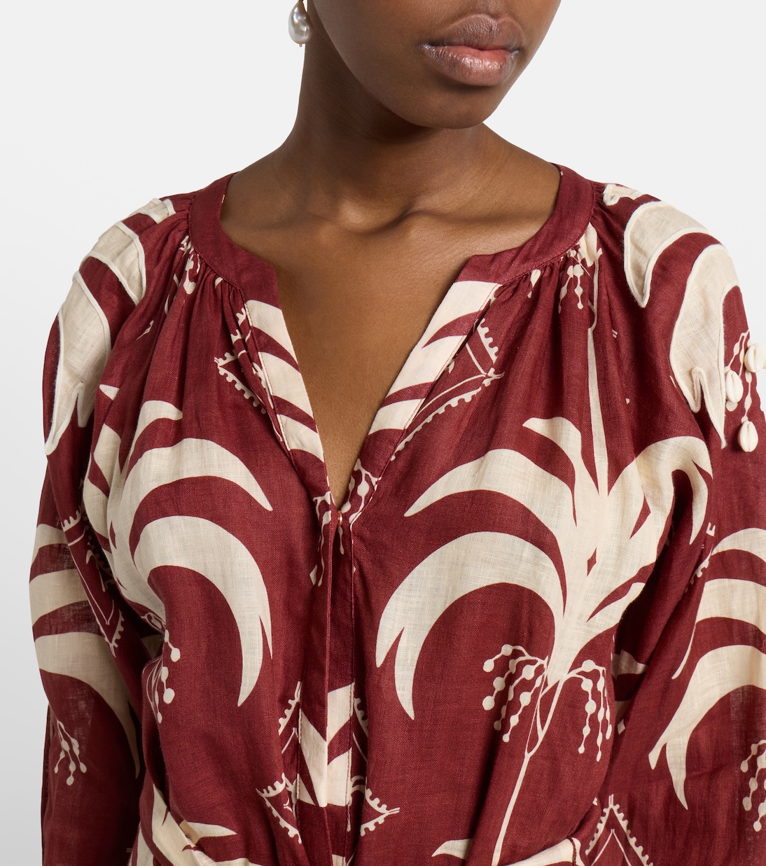 Abito lungo in lino con stampa | Johanna Ortiz