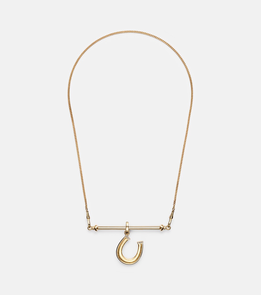 18kt gold and leather pendant necklace with diamonds | Marie Lichtenberg