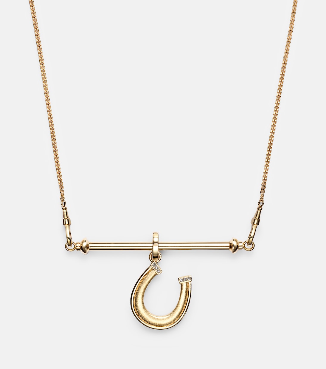 18kt gold and leather pendant necklace with diamonds | Marie Lichtenberg