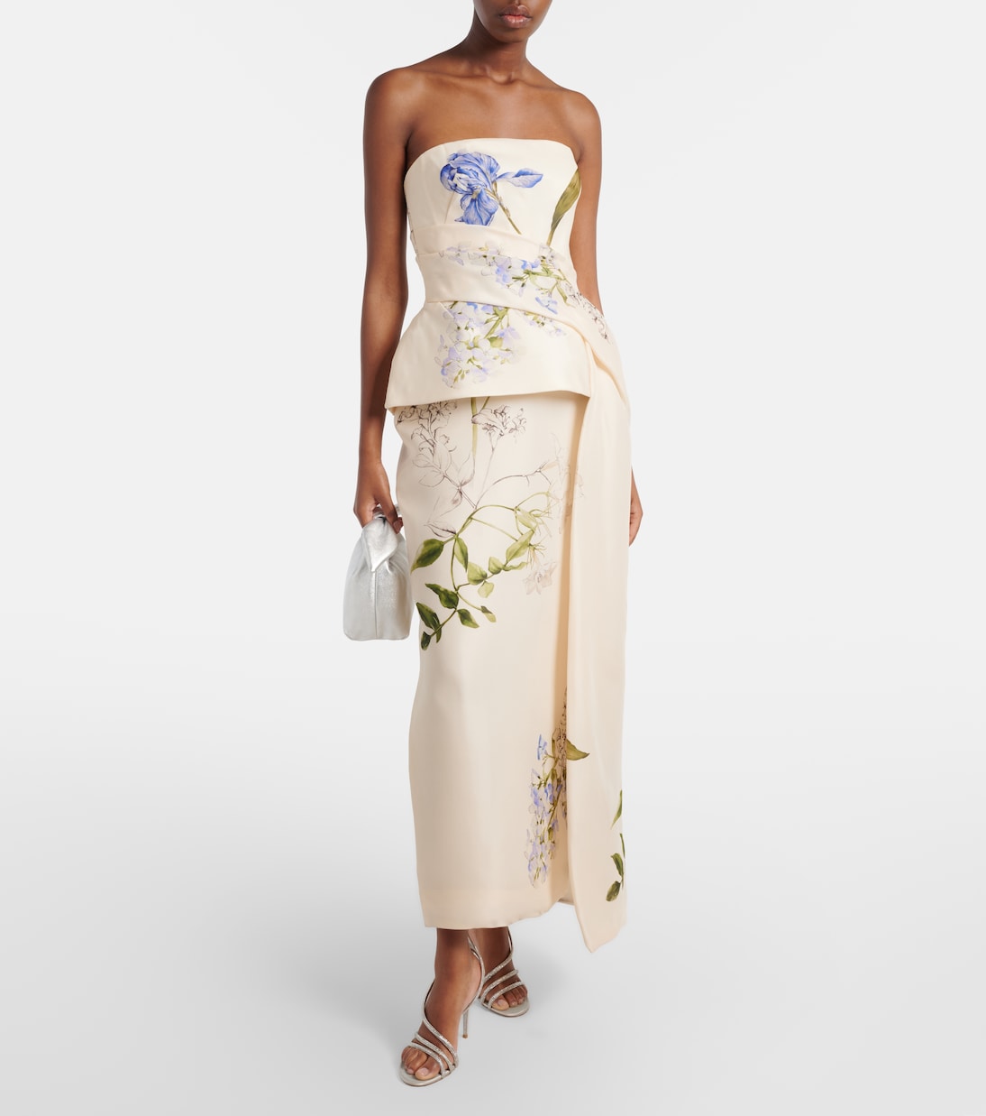 Draped floral silk cocktail dress | Monique Lhuillier