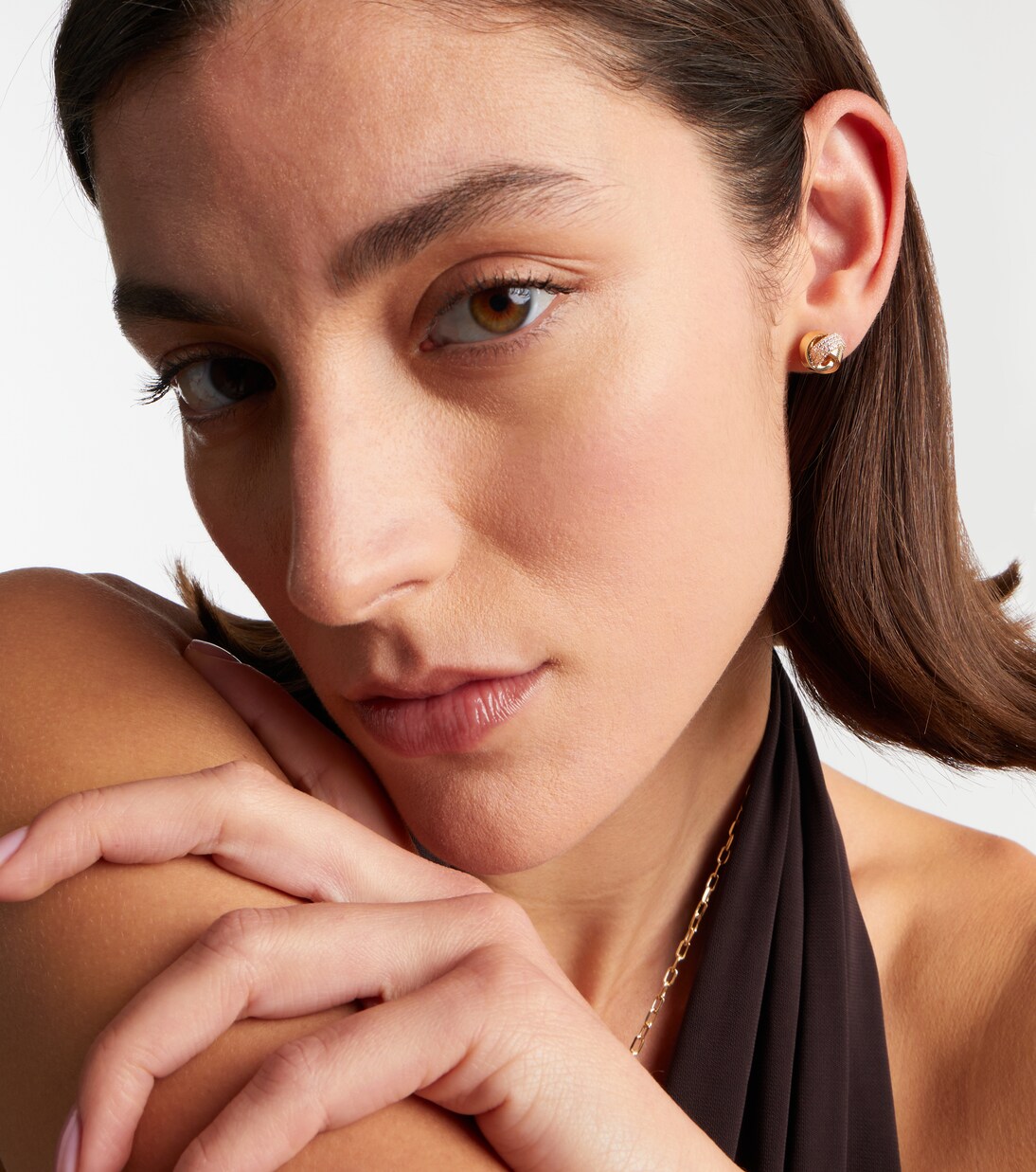 Orecchini Tri-Link in oro 14kt con diamanti | Sydney Evan