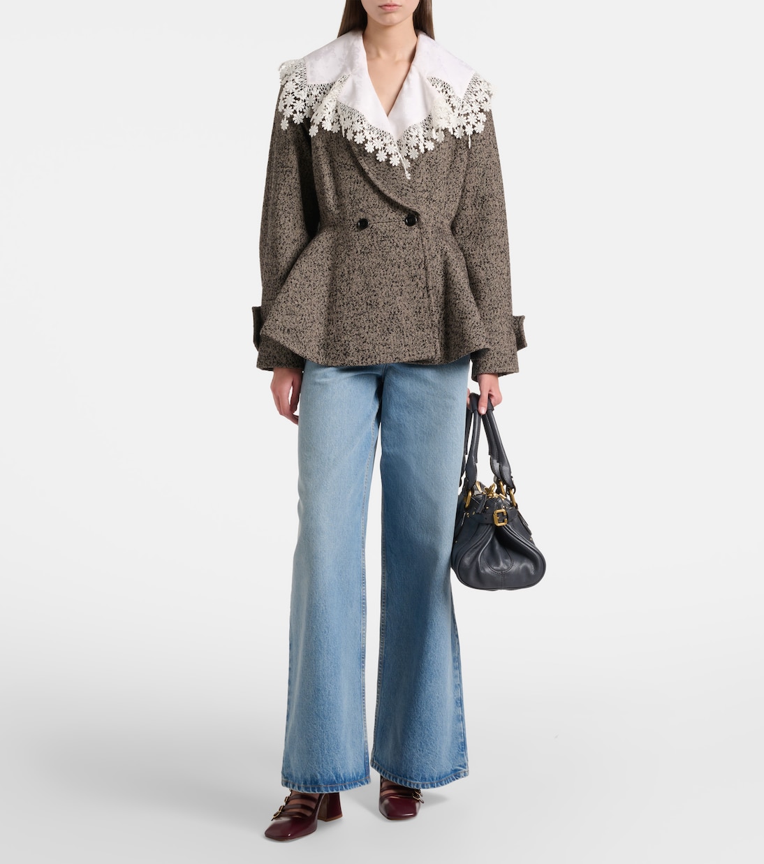 Herringbone peplum wool-blend coat | Chloé