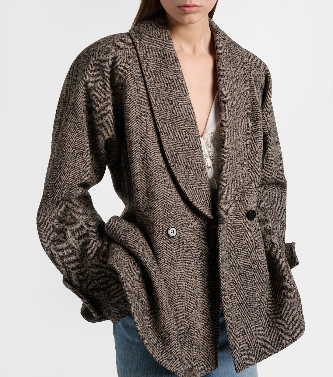 Herringbone peplum wool-blend coat | Chloé