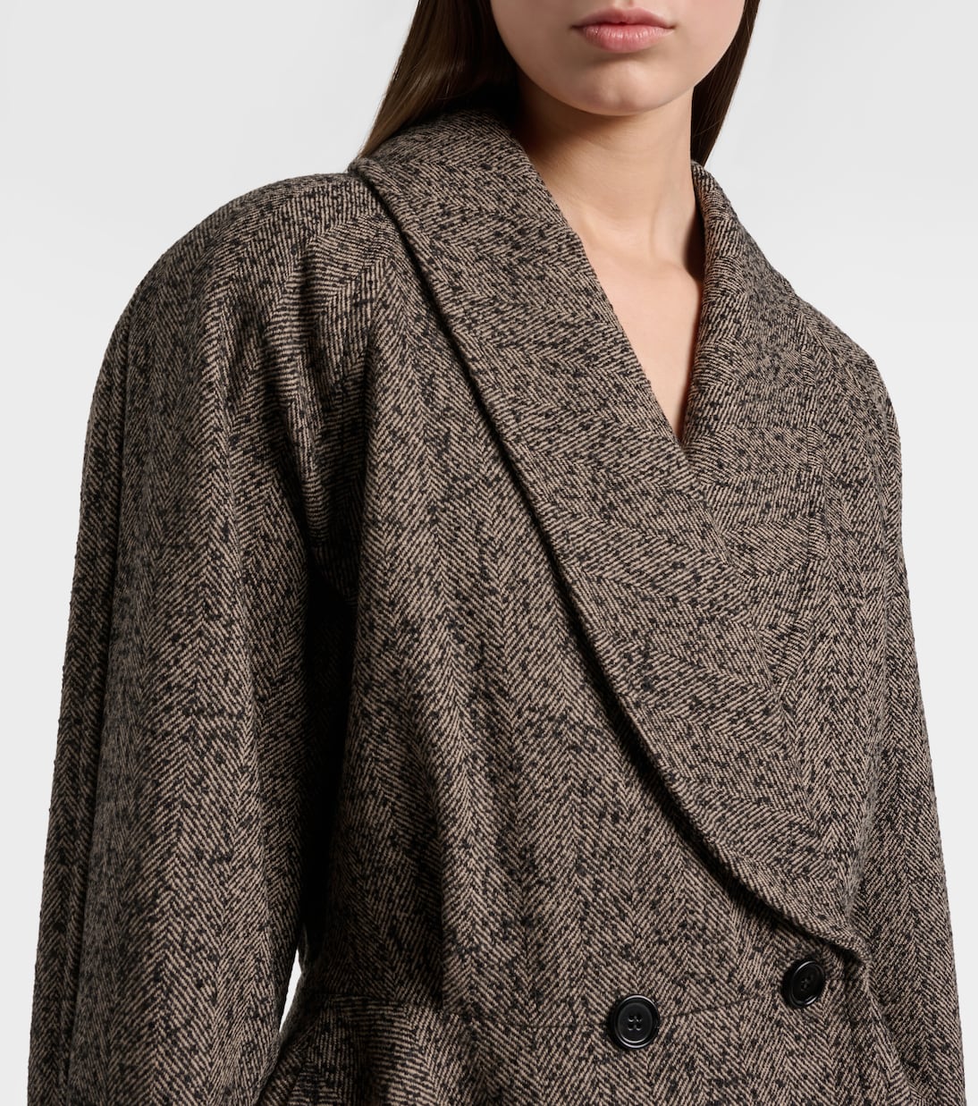 Herringbone peplum wool-blend coat | Chloé