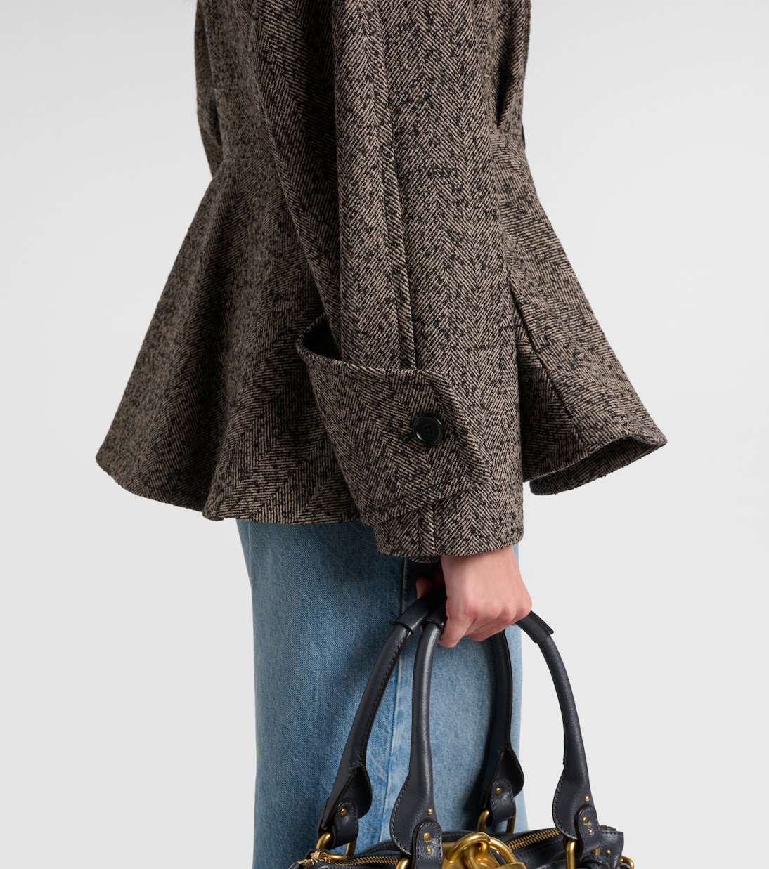 Herringbone peplum wool-blend coat | Chloé