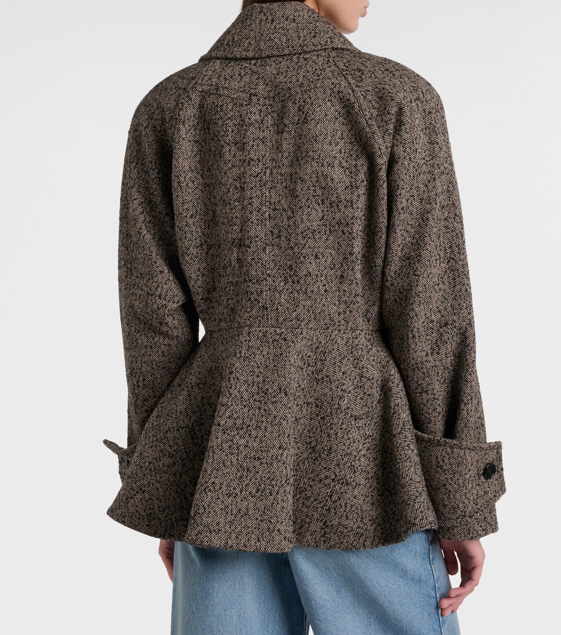 Herringbone peplum wool-blend coat | Chloé