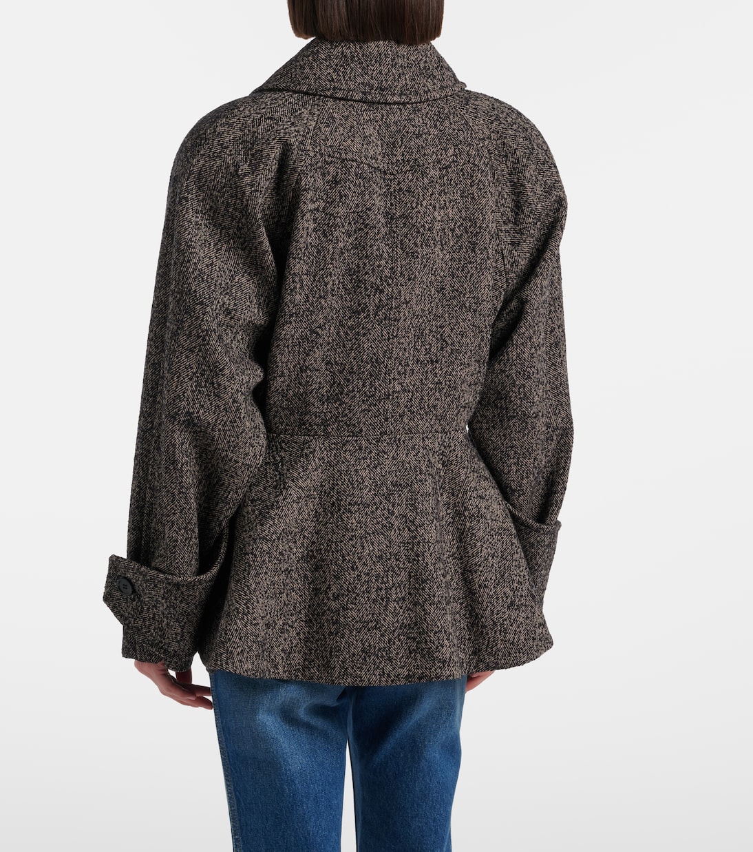 Herringbone peplum wool-blend coat | Chloé