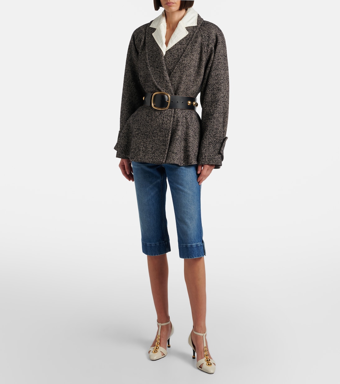 Herringbone peplum wool-blend coat | Chloé