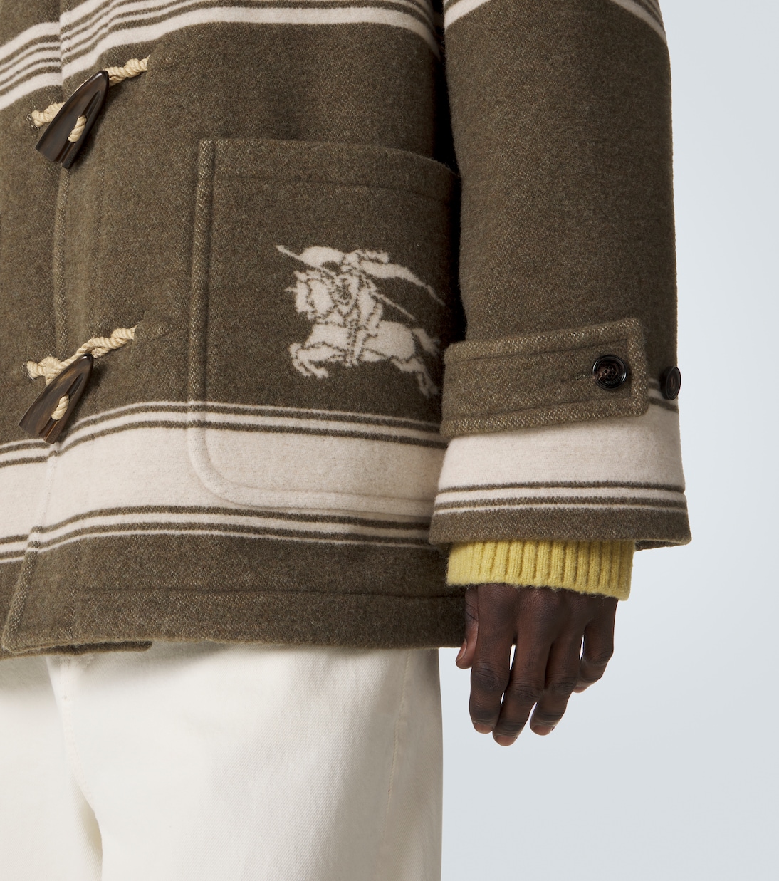 Striped wool and cotton-blend duffel coat | Burberry