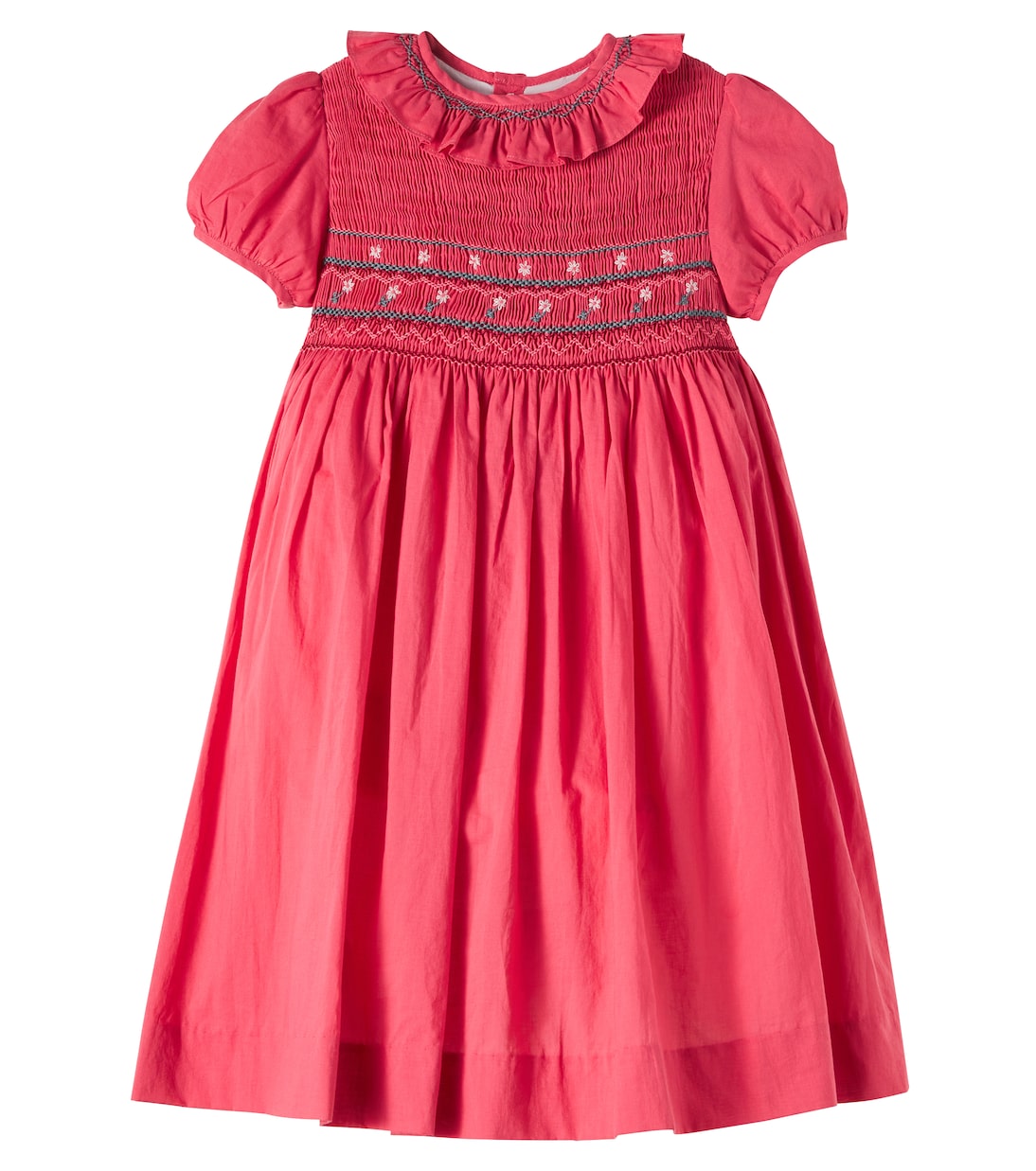 Embroidered smocked cotton dress | Pepa London