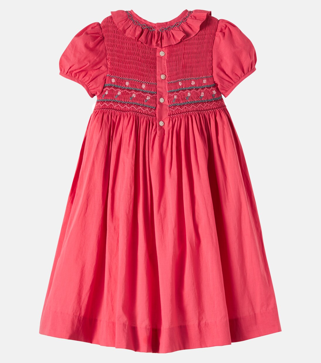Embroidered smocked cotton dress | Pepa London
