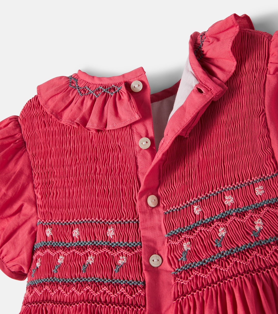 Embroidered smocked cotton dress | Pepa London