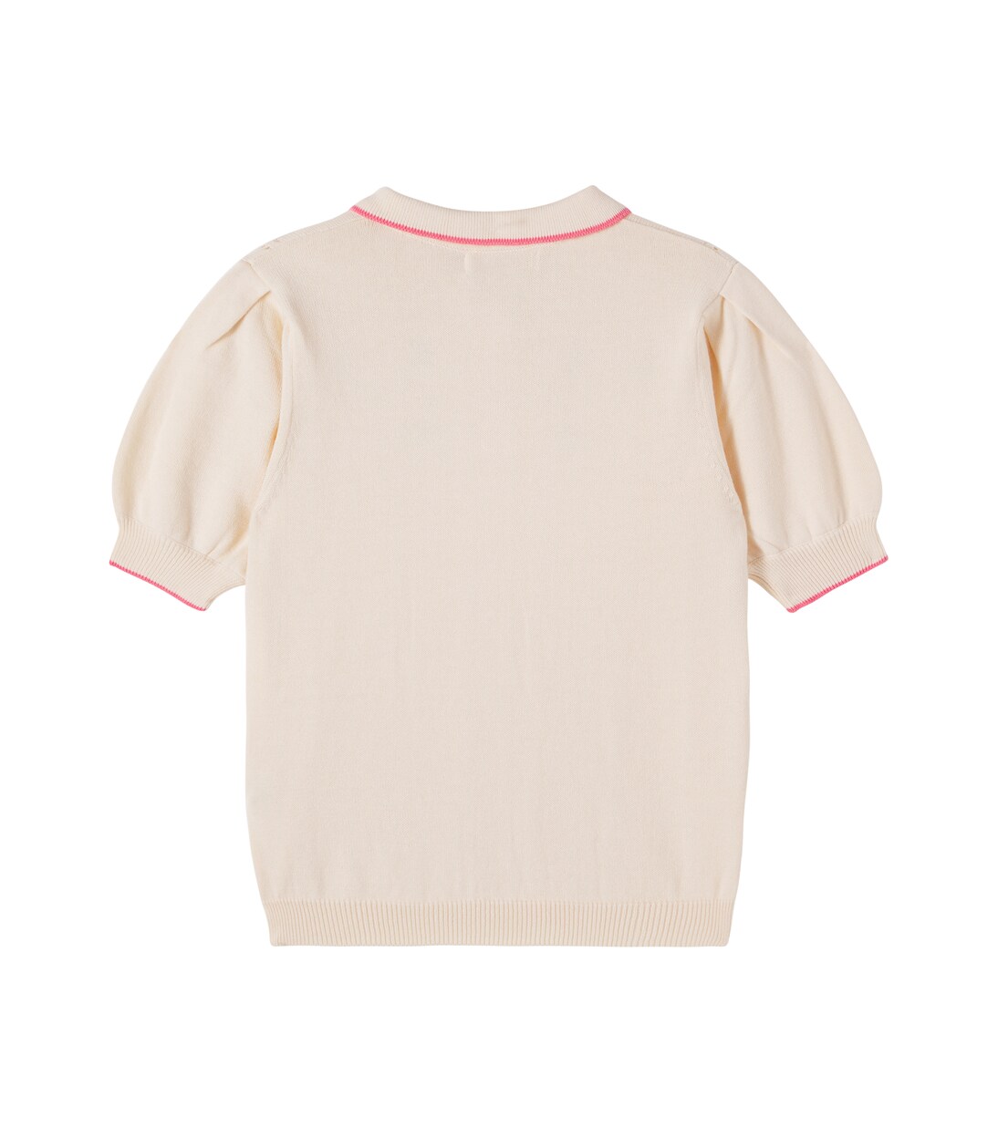 Floral-appliqué embroidered polo sweater | C'era Una Volta