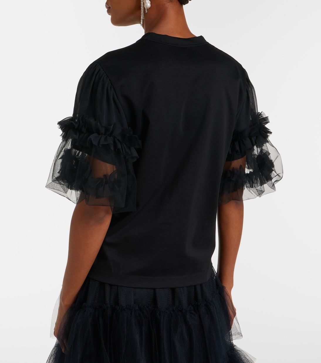 Camiseta de algodón con tul | Noir Kei Ninomiya