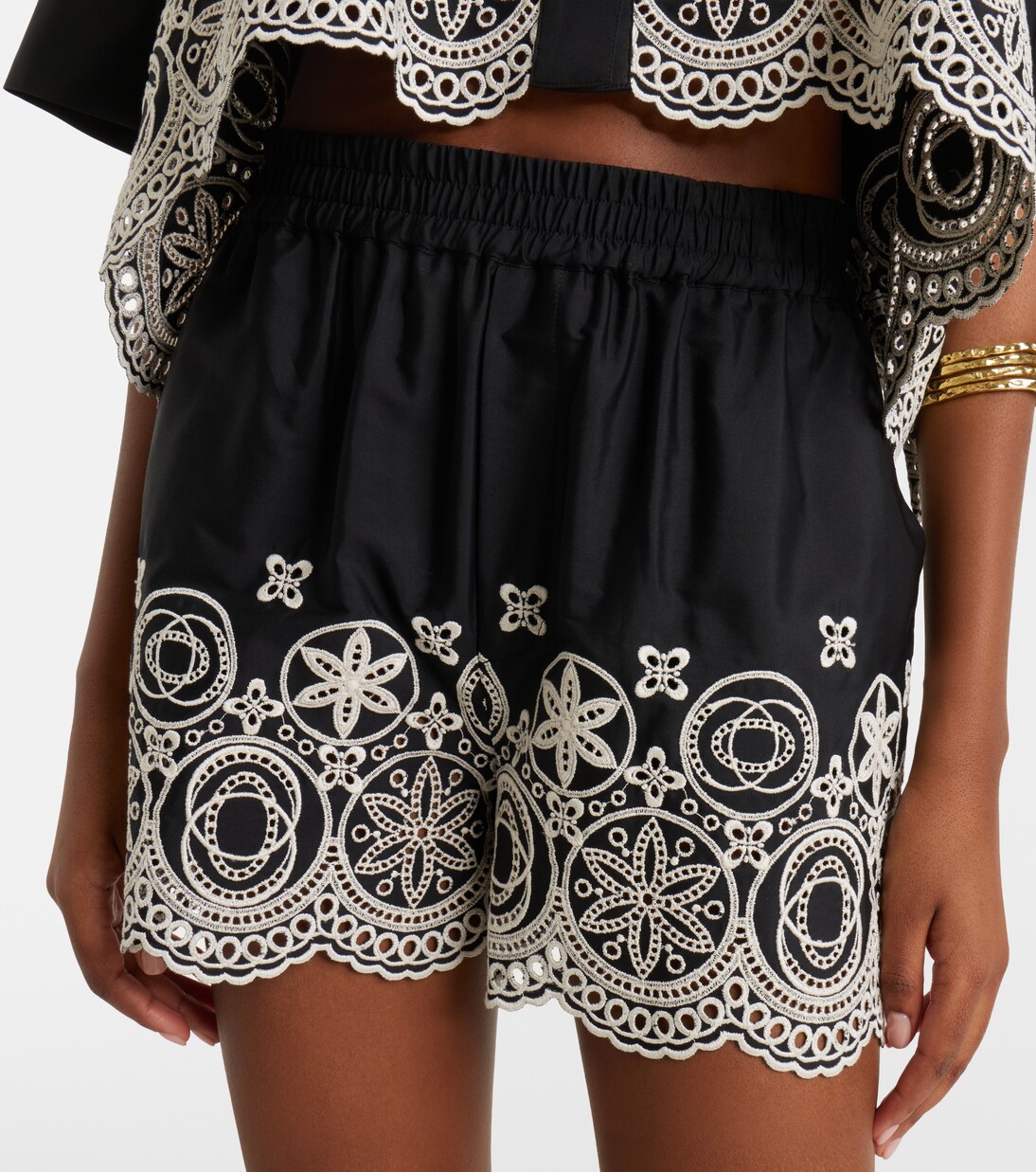 Pull-Up embroidered cotton shorts | La DoubleJ