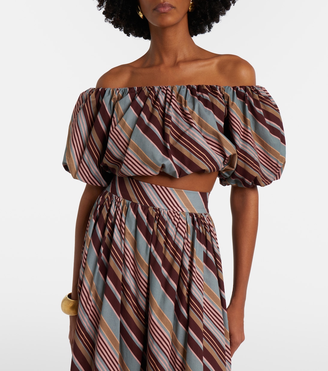 Crop top en mezcla de algodón a rayas | Adriana Degreas