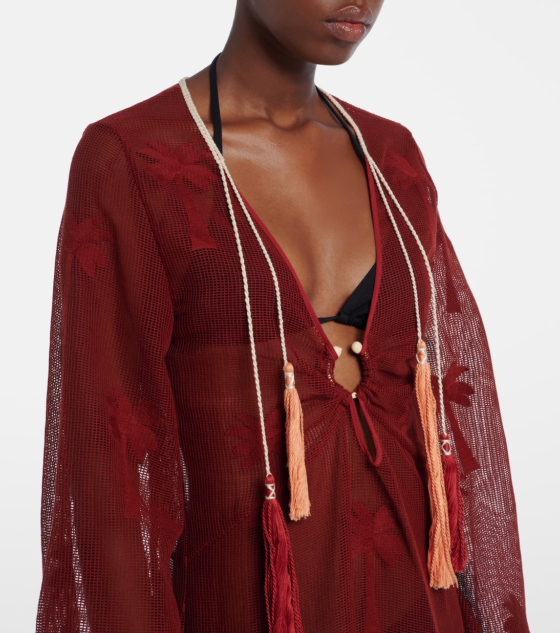 Bestickter Kaftan aus Baumwoll-Mesh | Johanna Ortiz