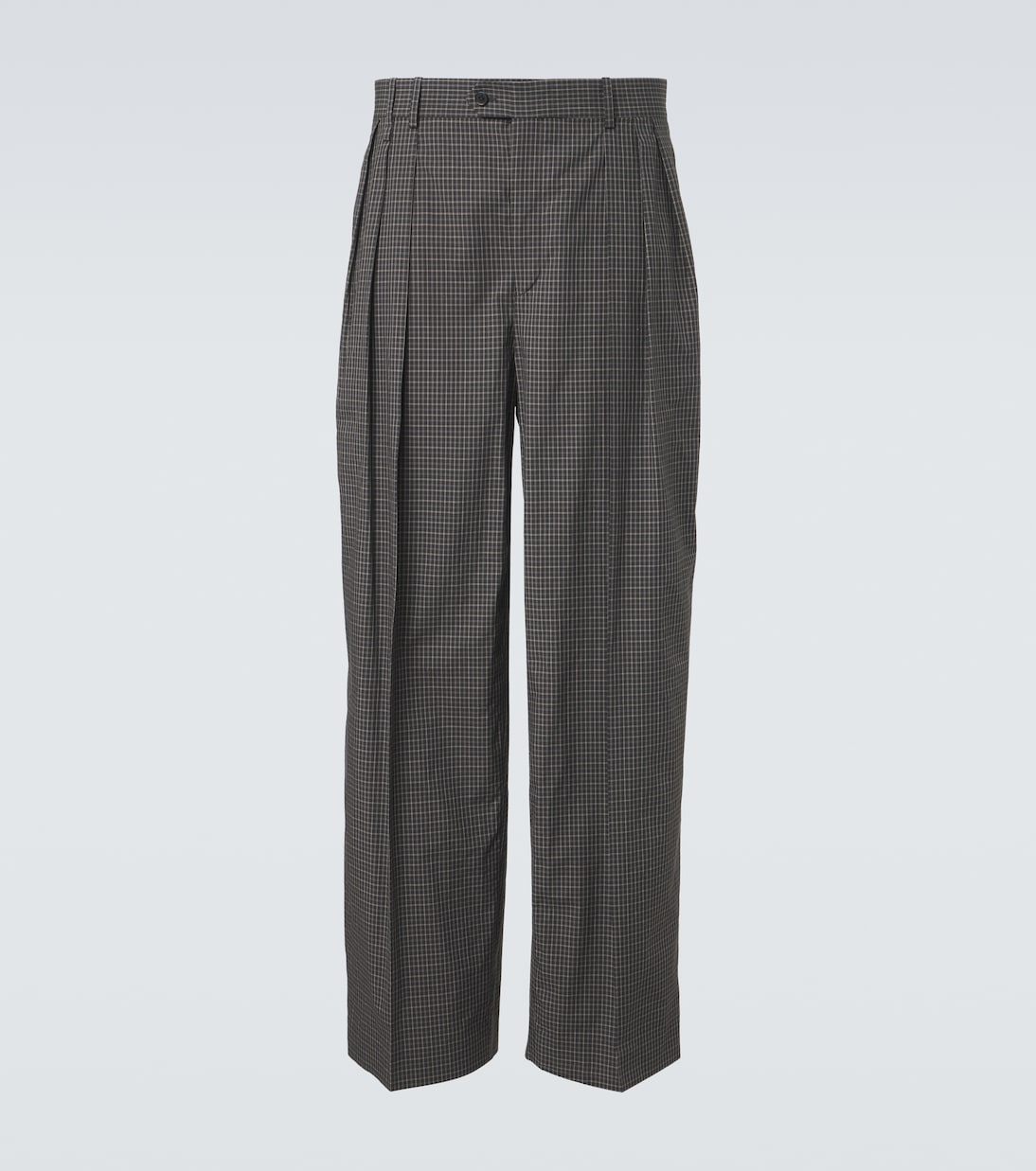 Baxter checked pleated cotton straight pants | Calvin Klein Collection