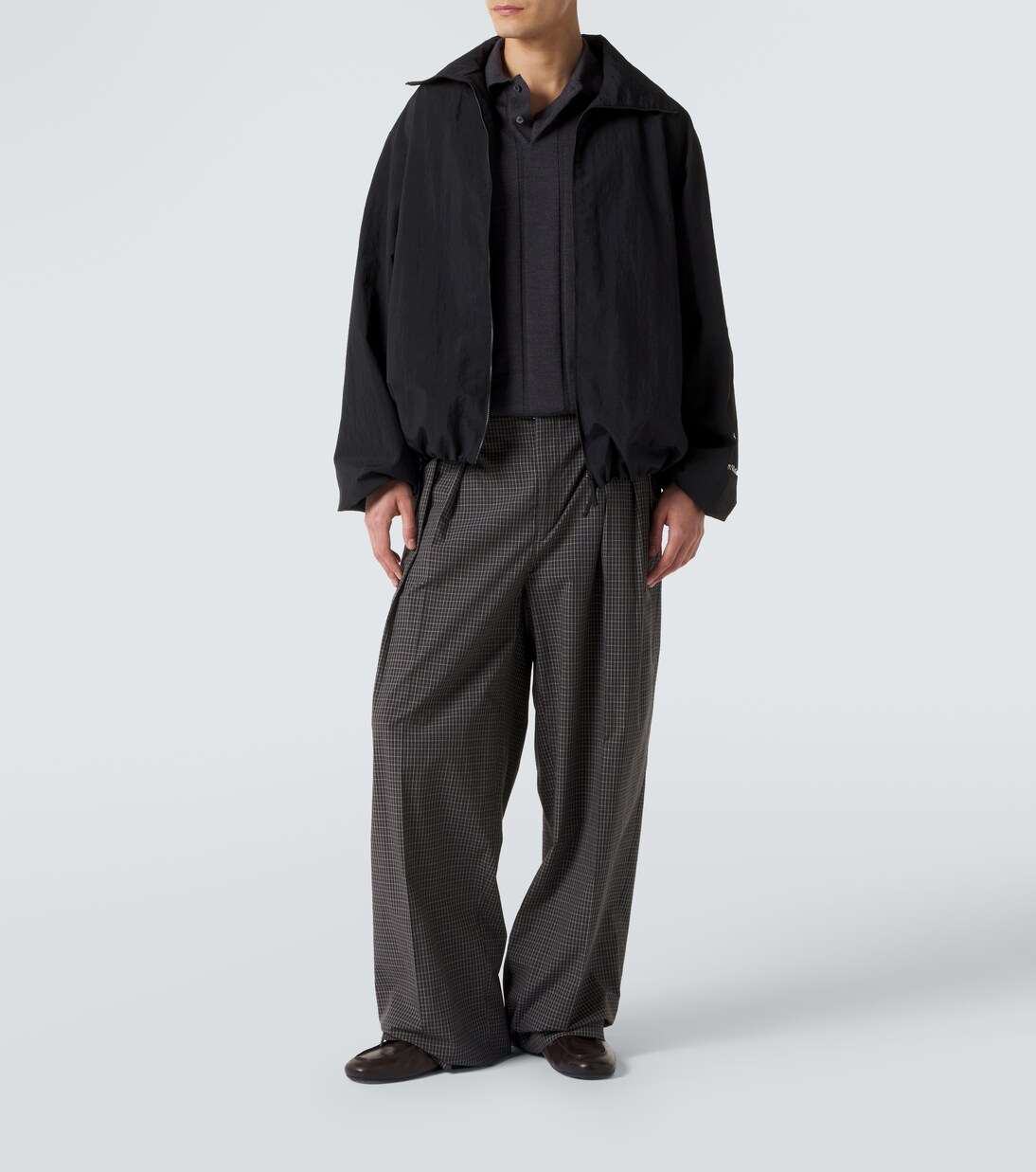 Baxter checked pleated cotton straight pants | Calvin Klein Collection