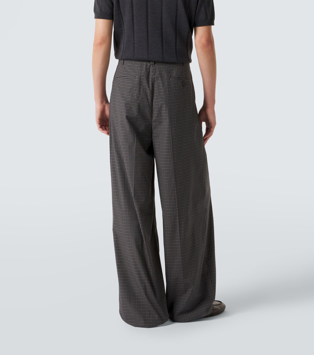 Baxter checked pleated cotton straight pants | Calvin Klein Collection