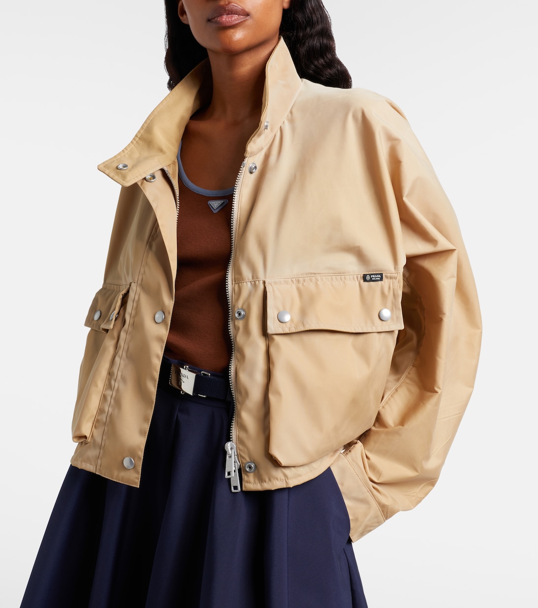 Chaqueta cropped de Re-Nylon | Prada