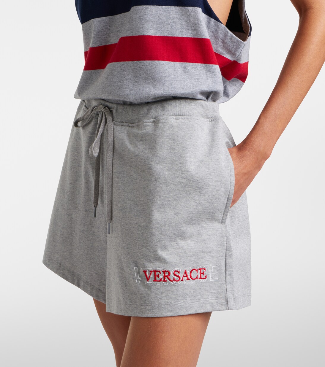 Logo cotton jersey shorts | Versace