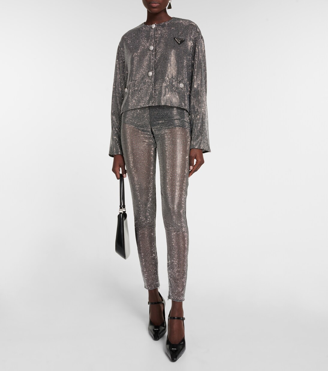 Pantalon en résille à ornements | Prada