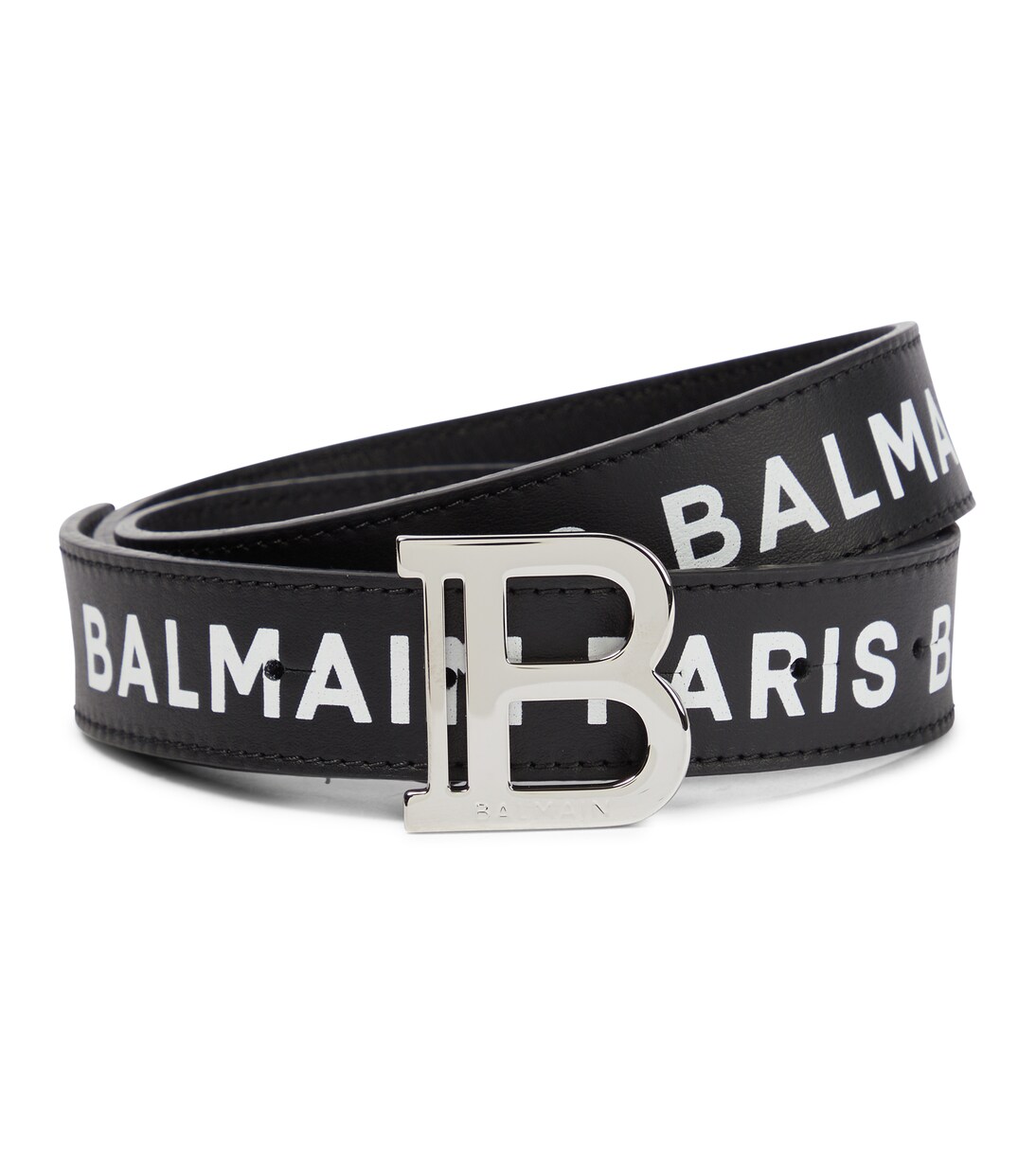 Logo printed leather belt | Balmain Kids