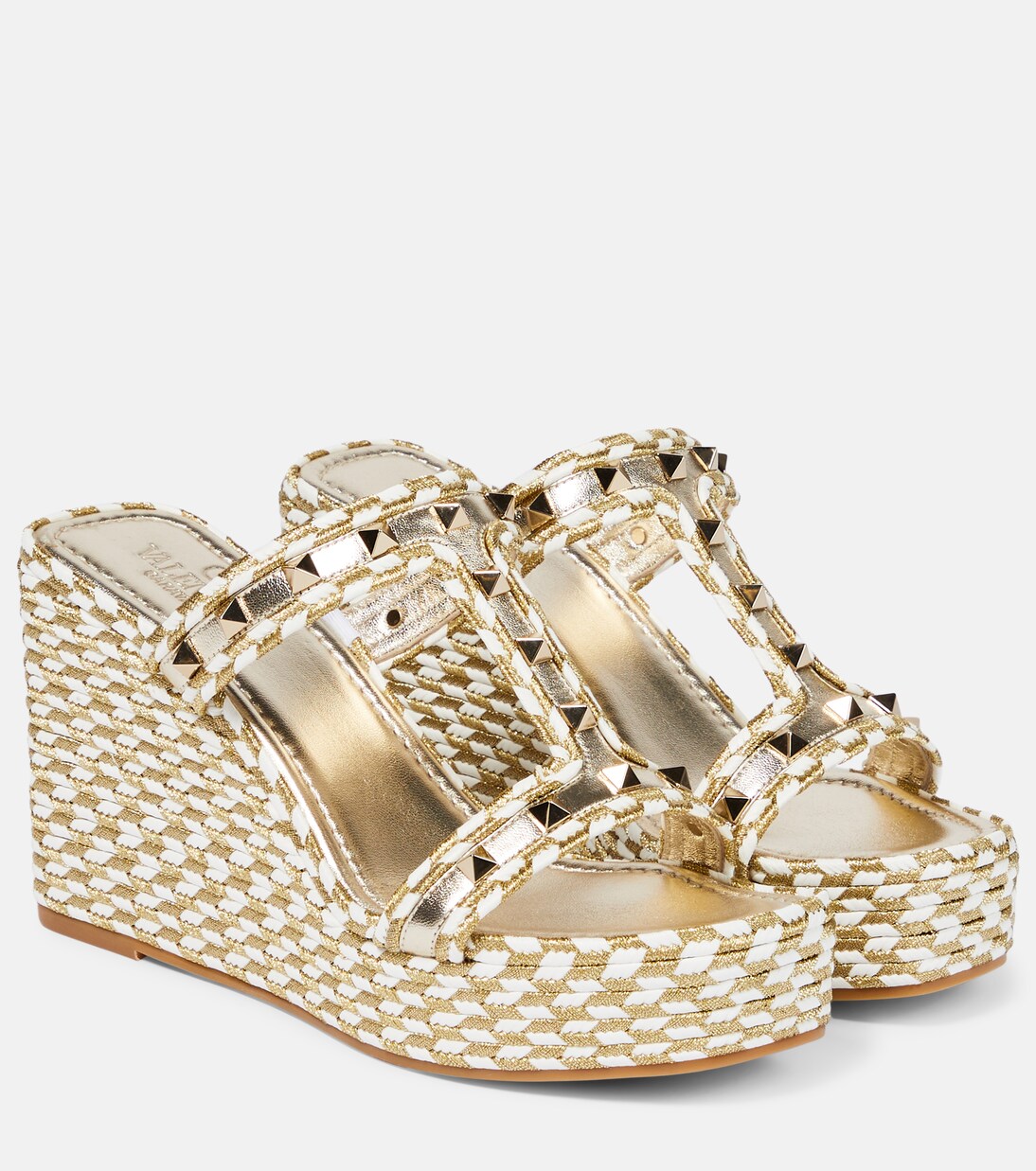 Rockstud woven wedge sandals | Valentino Garavani