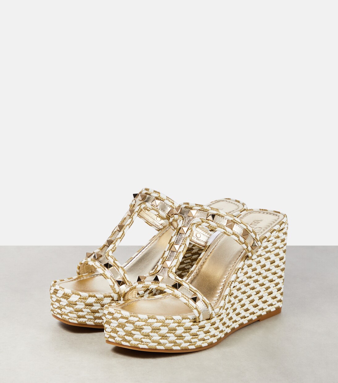 Rockstud woven wedge sandals | Valentino Garavani