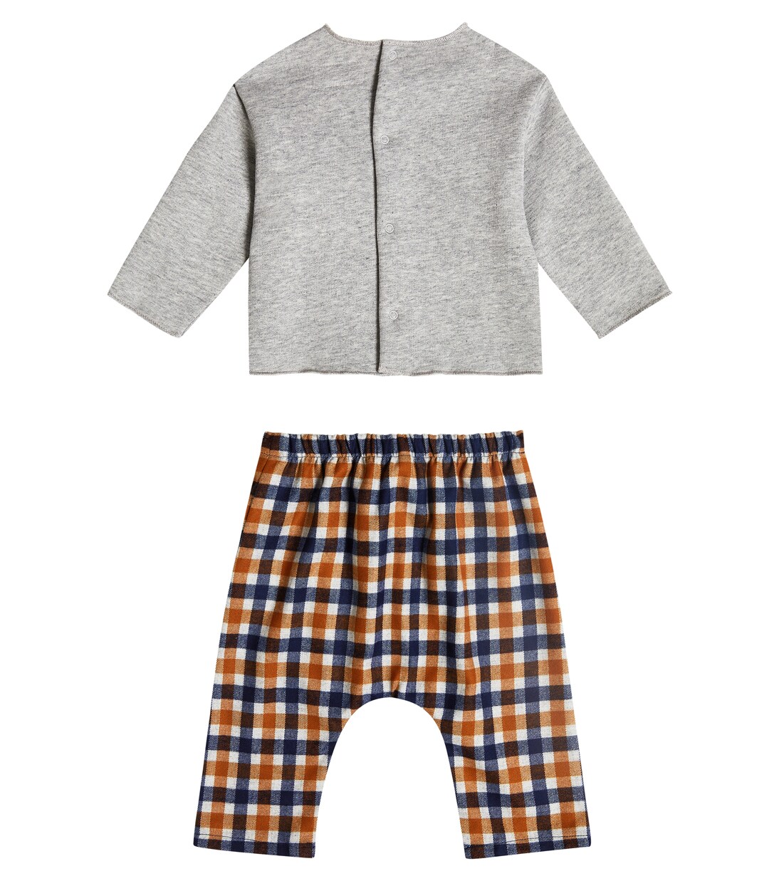 Baby checked cotton top and pants set | Il Gufo