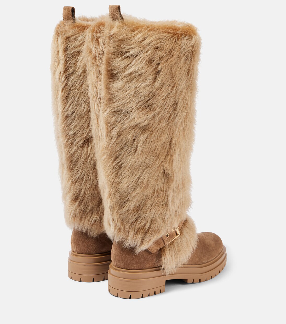 Shearling-trimmed suede knee-high boots | Gianvito Rossi