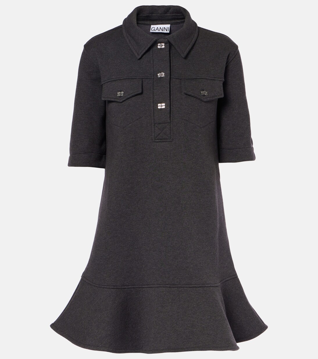 Striped cotton polo dress | Ganni