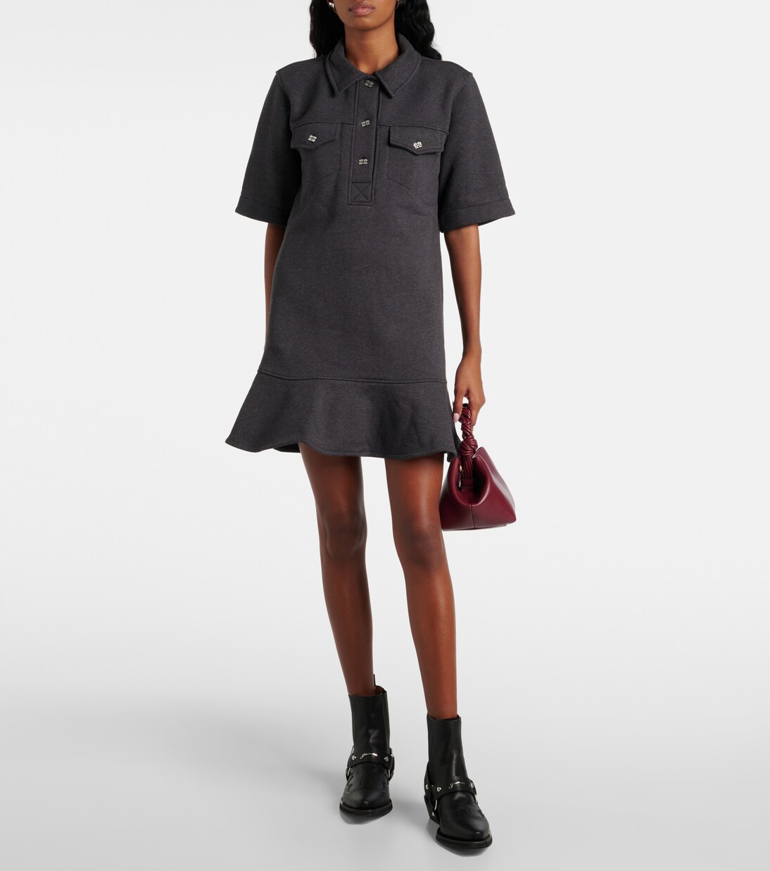 Striped cotton polo dress | Ganni