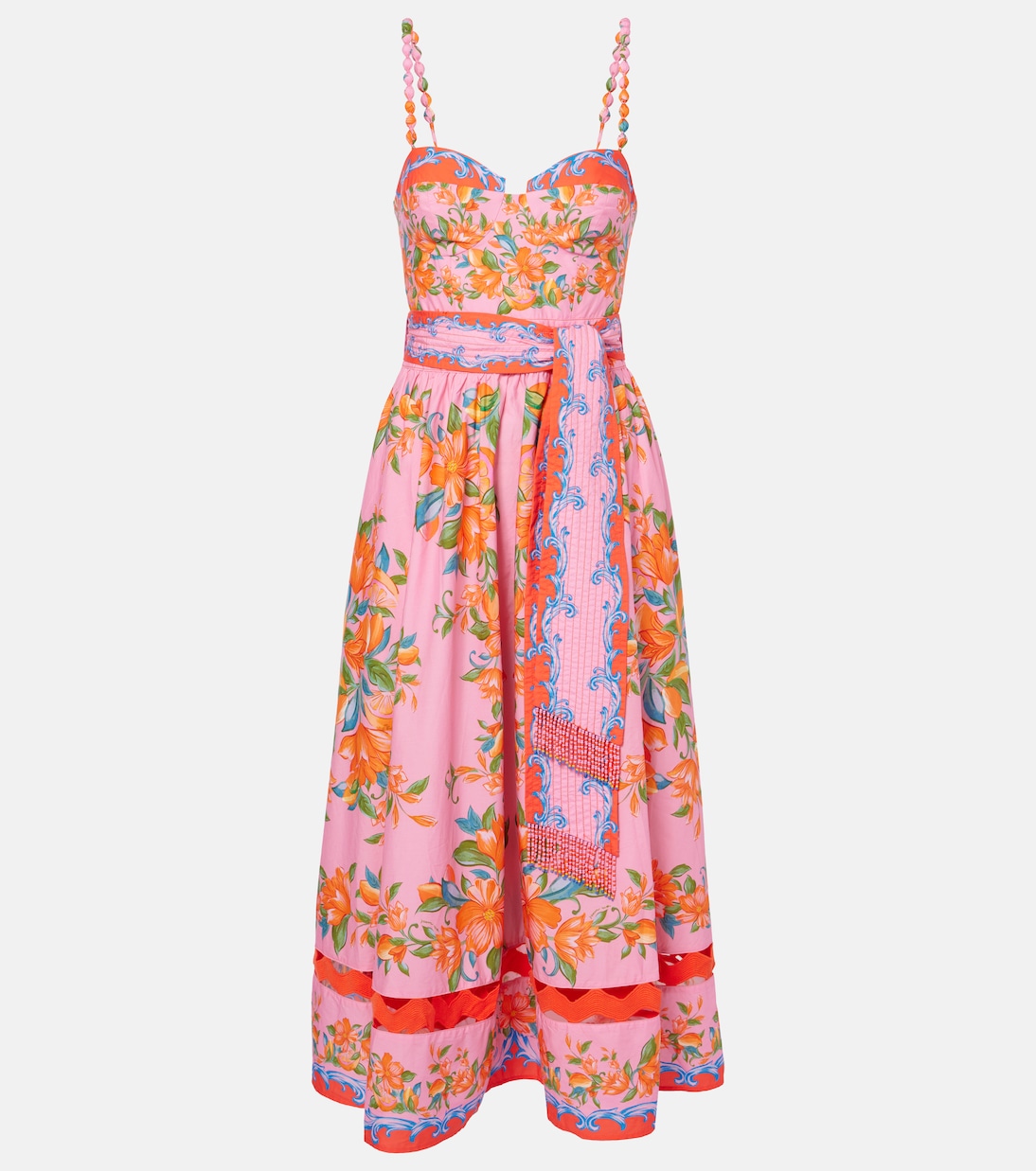 Robe midi Sicily Flowers en coton | Farm Rio