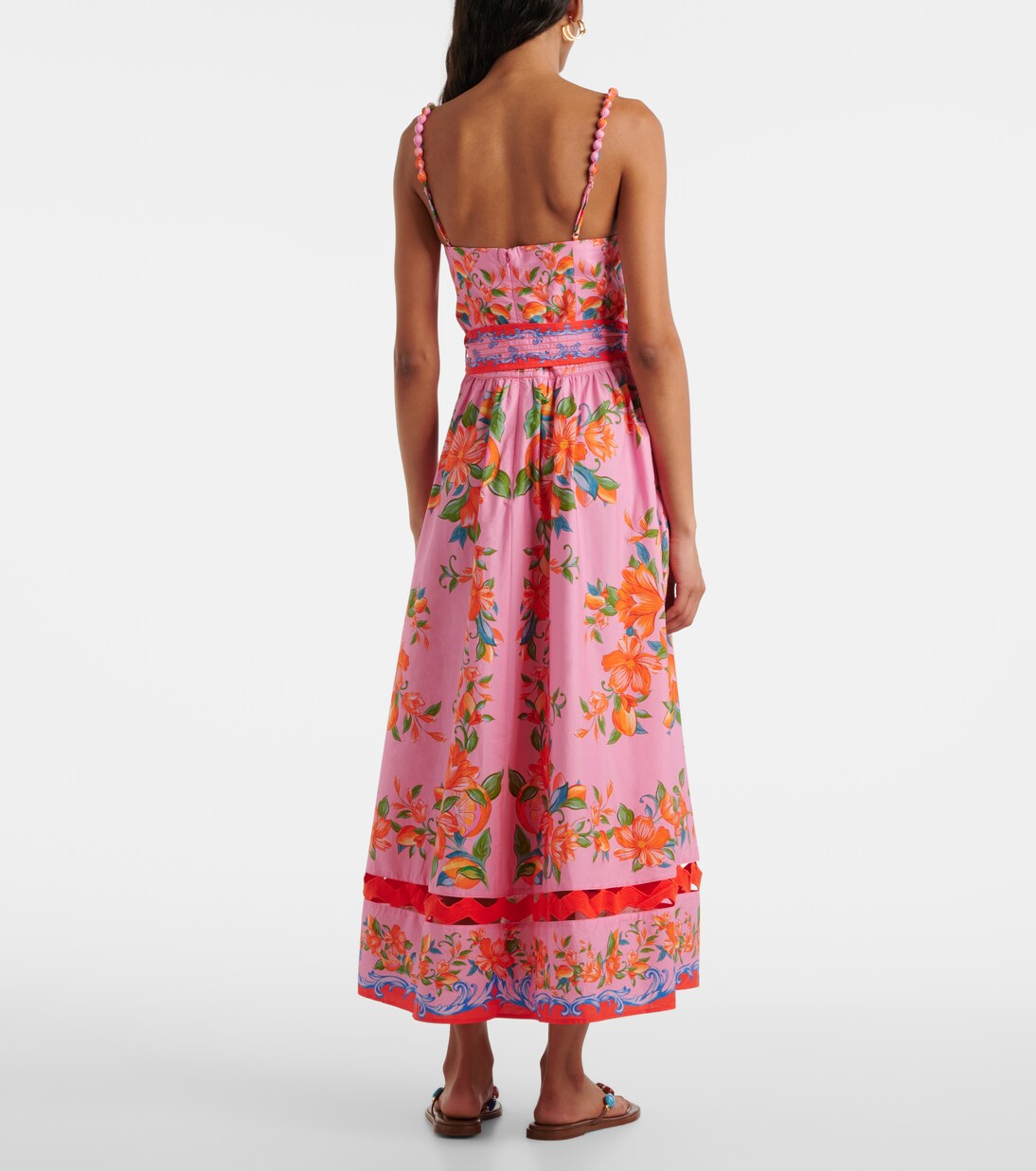 Robe midi Sicily Flowers en coton | Farm Rio