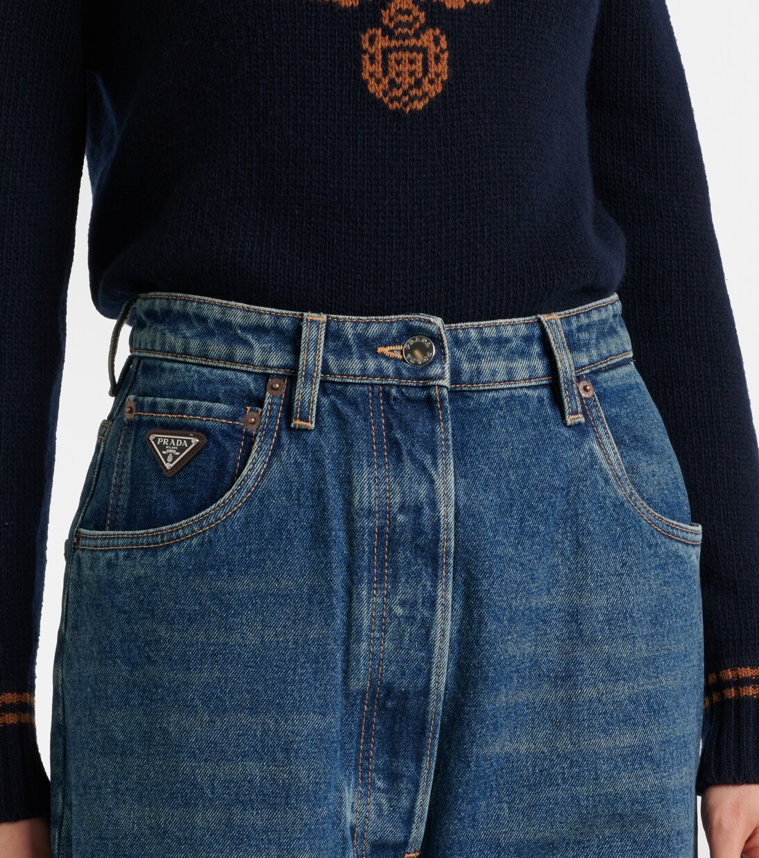 High-rise wide-leg jeans | Prada