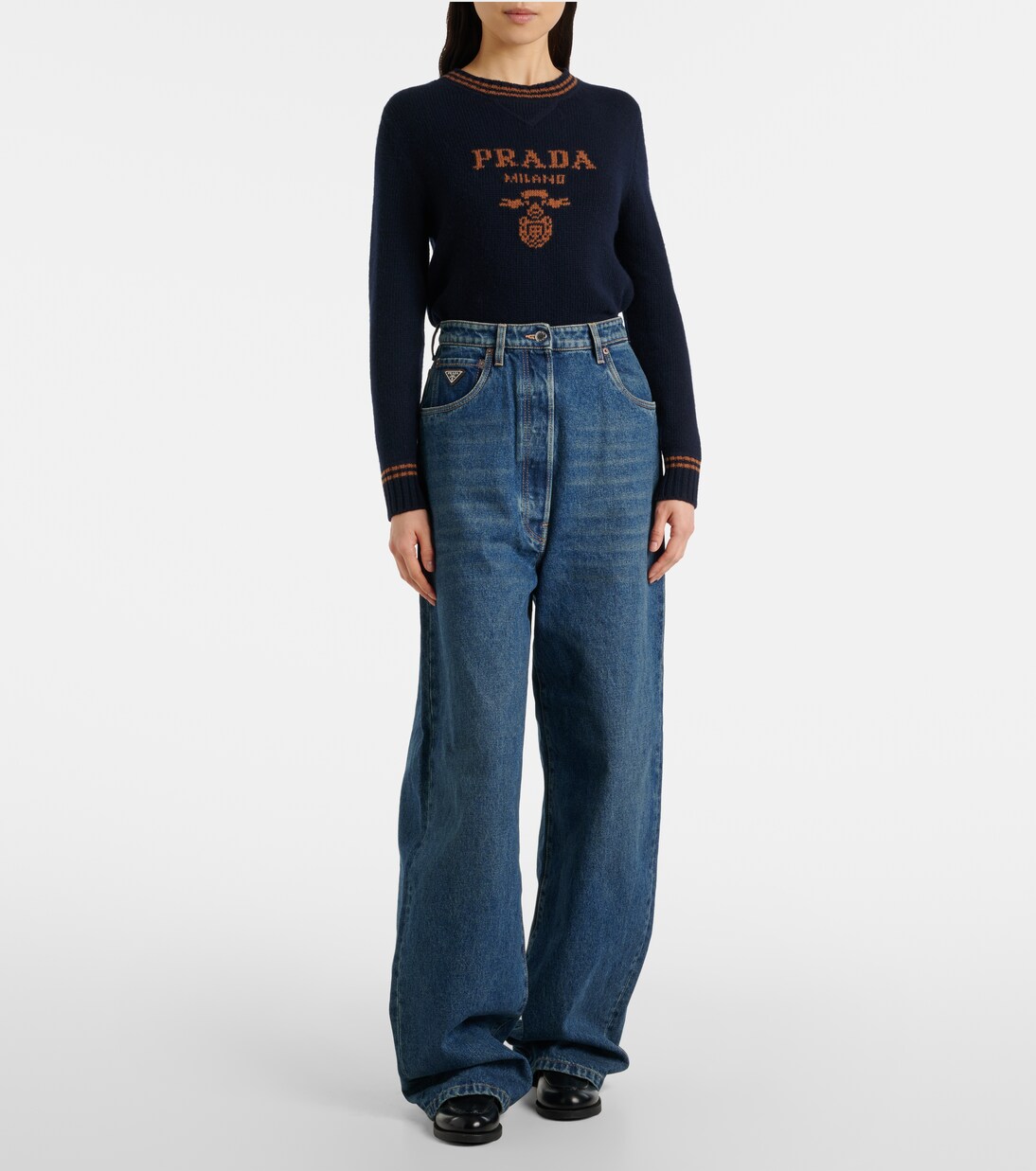 High-rise wide-leg jeans | Prada