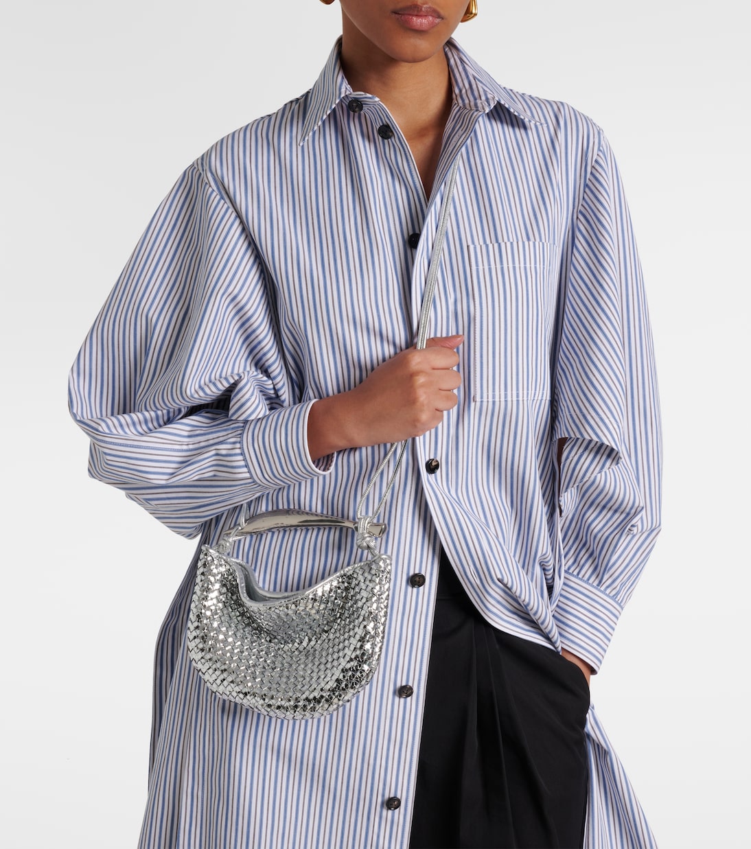 Sac Sardine Baby en cuir Intrecciato métallisé | Bottega Veneta
