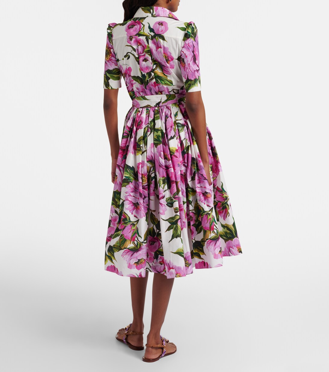 Robe midi en coton à fleurs | Dolce&Gabbana