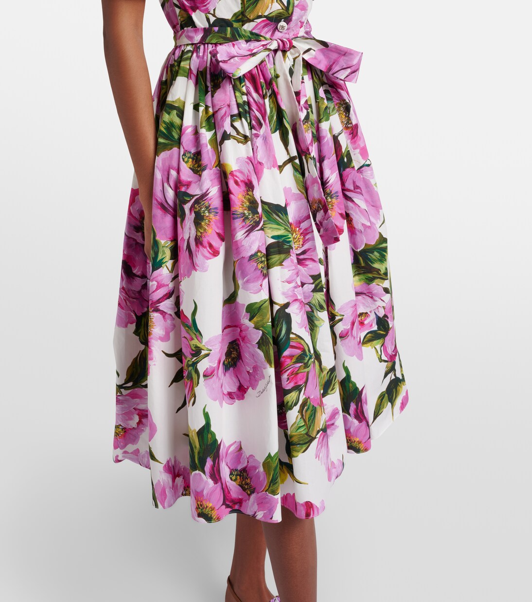 Robe midi en coton à fleurs | Dolce&Gabbana