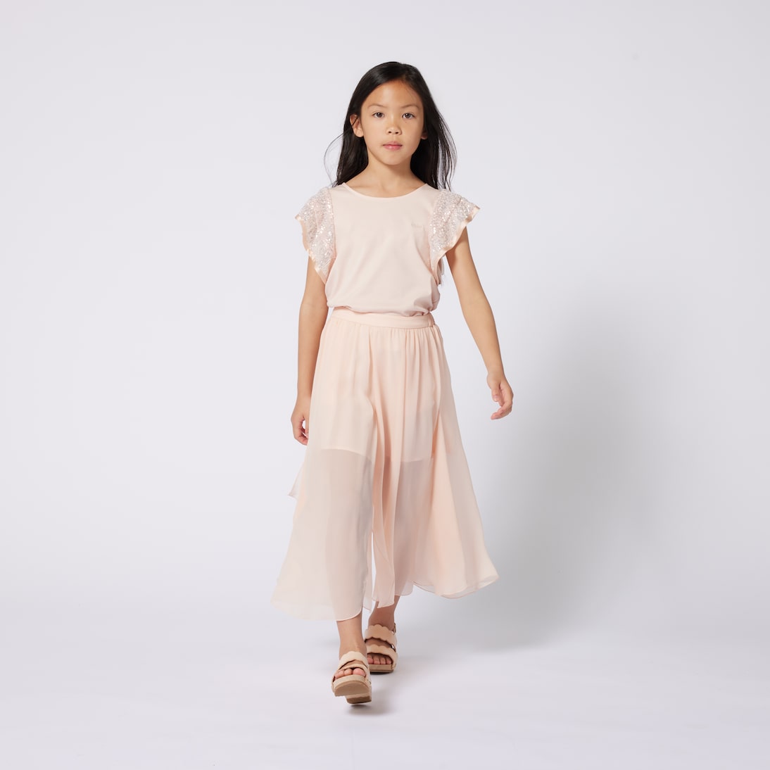 Sequined cotton jersey top | Chloé Kids