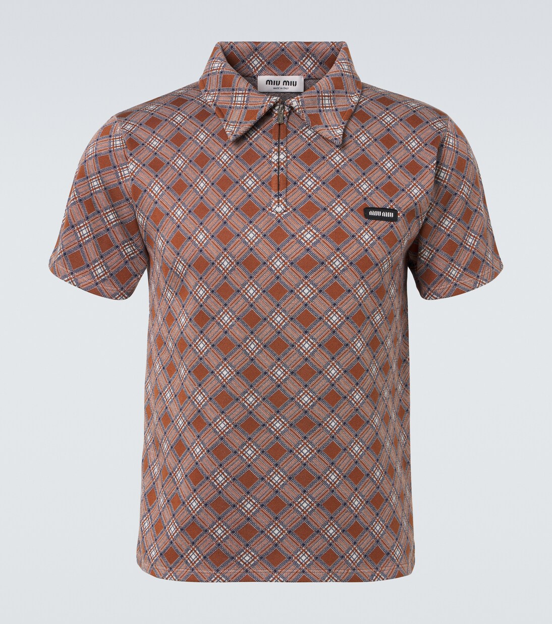 Jacquard silk piqué polo shirt | Miu Miu