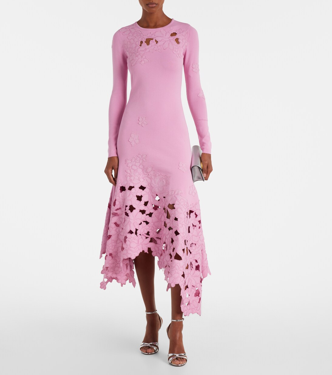 Vestido midi con bordado floral | Oscar de la Renta