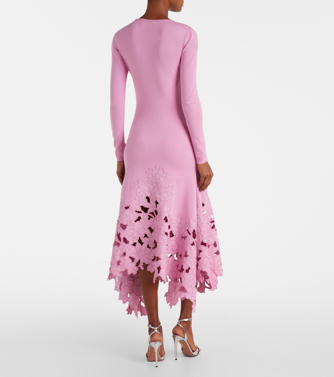 Vestido midi con bordado floral | Oscar de la Renta