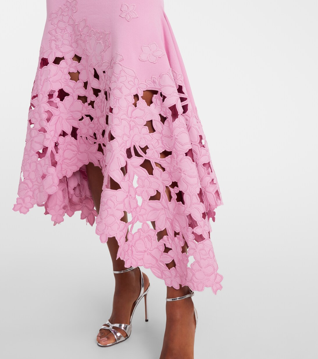 Vestido midi con bordado floral | Oscar de la Renta