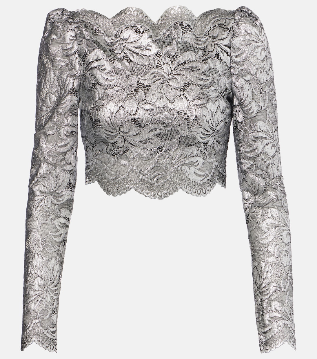 Top cropped in pizzo con stampa floreale | Rabanne