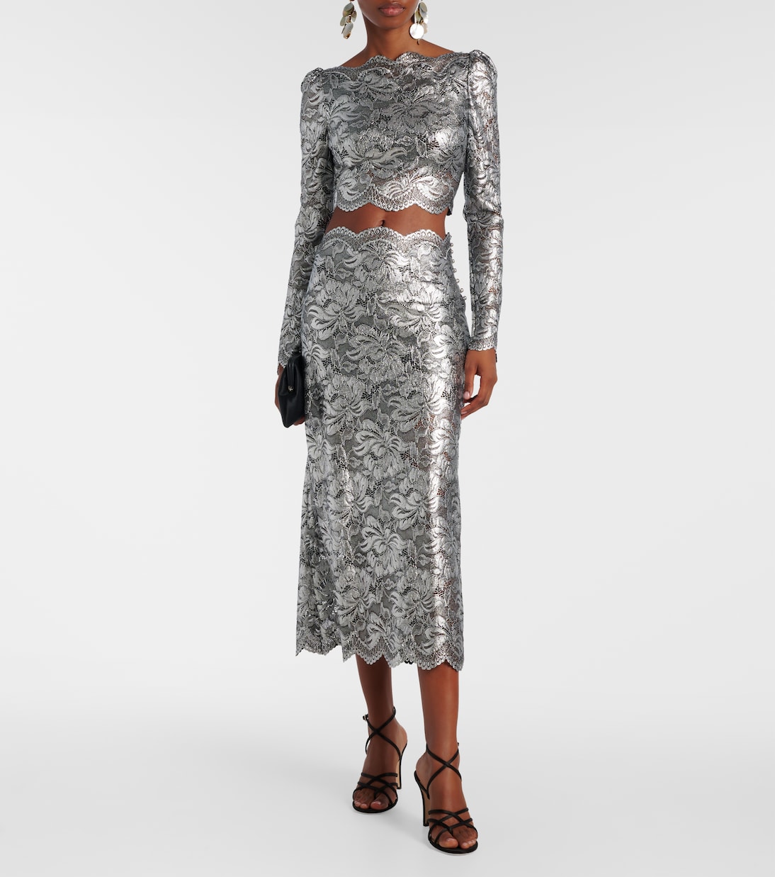 Top cropped in pizzo con stampa floreale | Rabanne